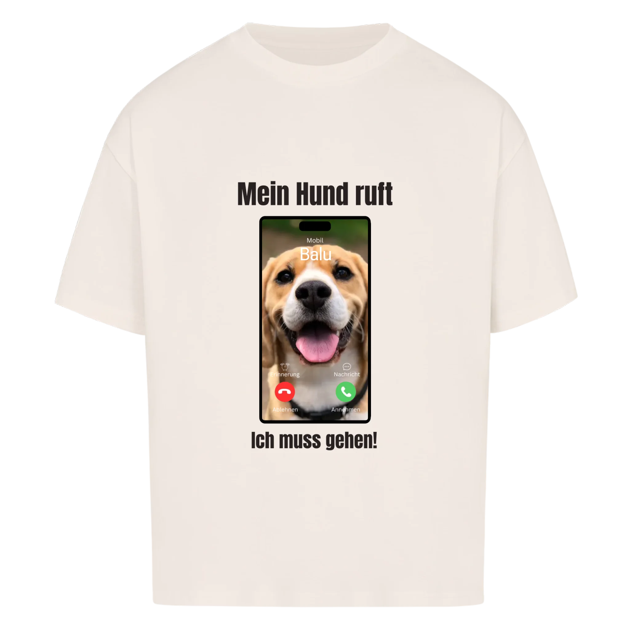 Oversize T-Shirt "Hundeanruf" - personalisiert